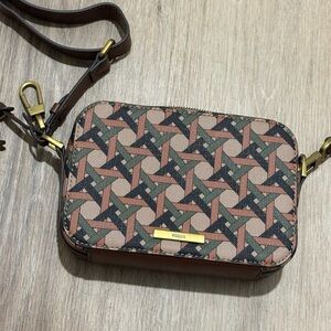 Fossil Women's Geometric Crossbody Bag/Purse - Brown and Green